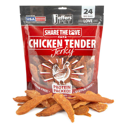 Jeffers Chicken Jerky Dog Treats, 24 oz Bag – Healthy Natural Chicken Breast Tender, Grain Free Soft Chewy Pet Snacks, High Protein Training Rewards for Puppies & Adult Dogs, Made in USA - 1 Pack