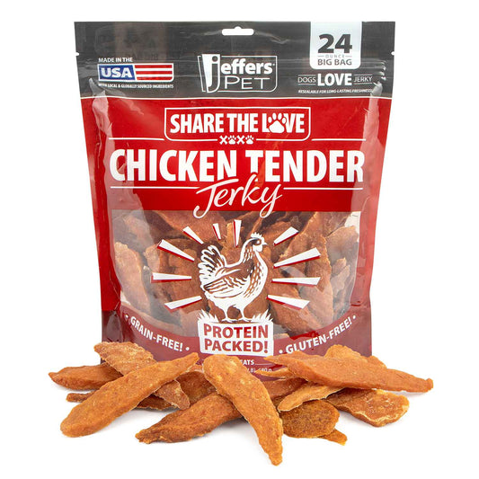 Jeffers Chicken Jerky Dog Treats, 24 oz Bag – Healthy Natural Chicken Breast Tender, Grain Free Soft Chewy Pet Snacks, High Protein Training Rewards for Puppies & Adult Dogs, Made in USA - 1 Pack