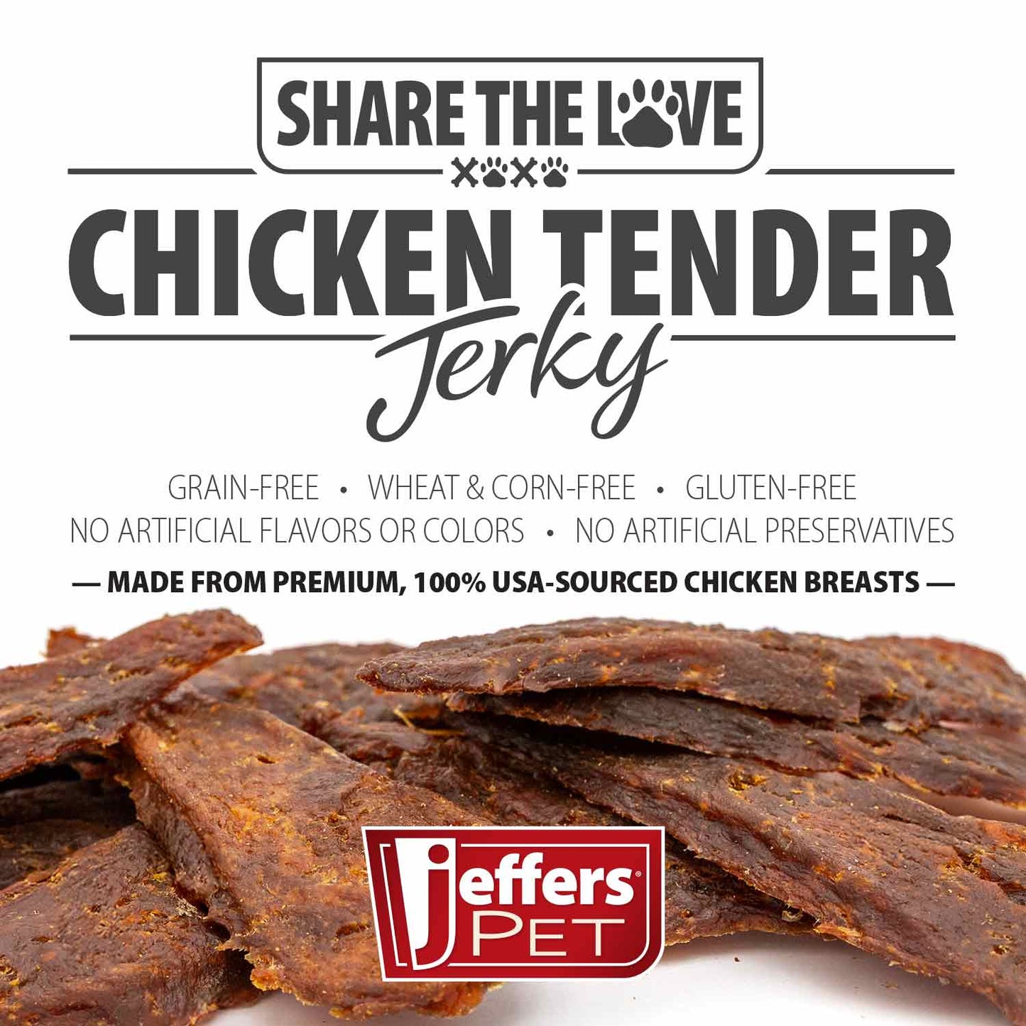 jeffers chicken jerky dog treats, 24 oz bag – healthy natural chicken breast tender, grain free soft chewy pet snacks, high protein training rewards for puppies & adult dogs, made in usa - 1 pack