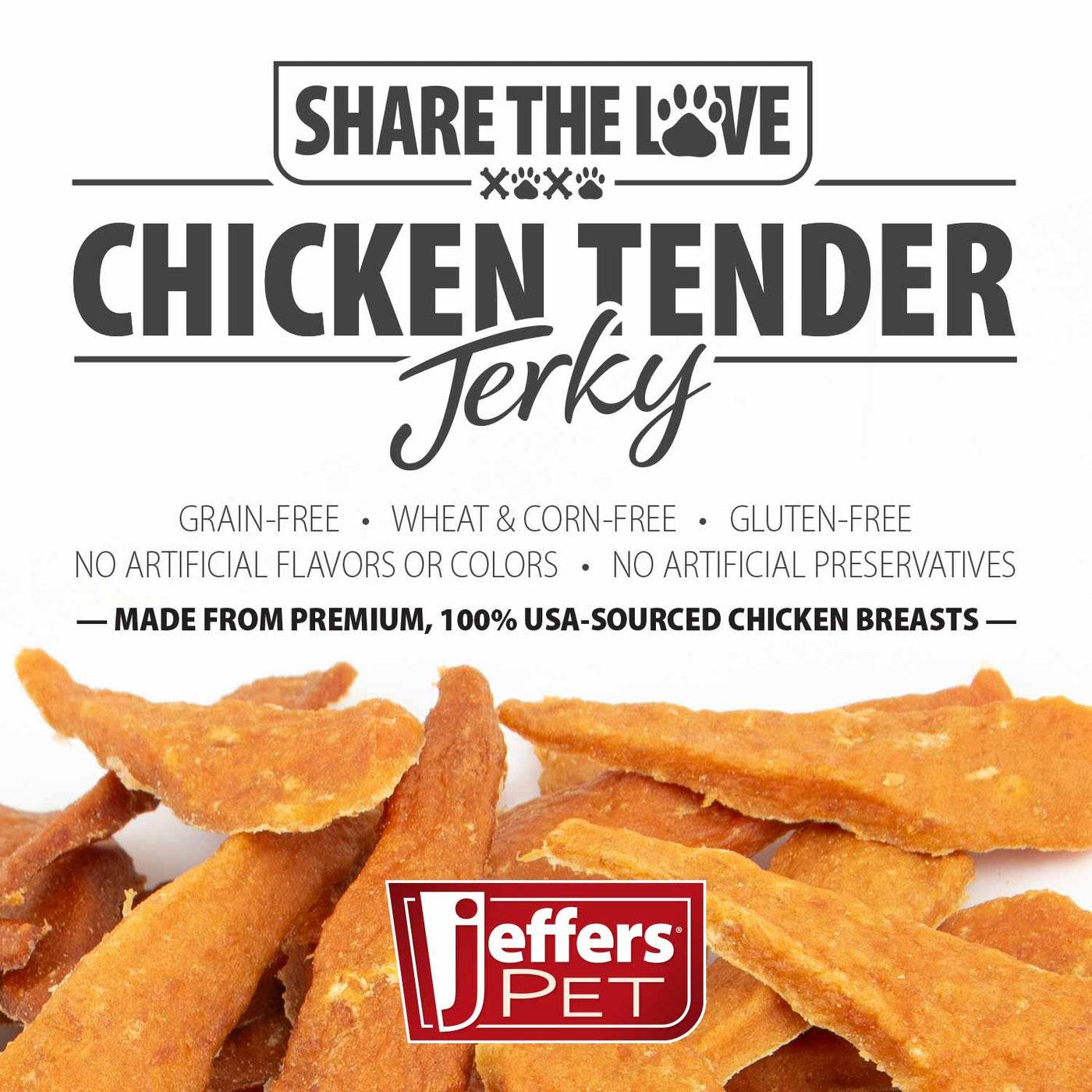 jeffers chicken jerky dog treats, 24 oz bag – healthy natural chicken breast tender, grain free soft chewy pet snacks, high protein training rewards for puppies & adult dogs, made in usa - 1 pack