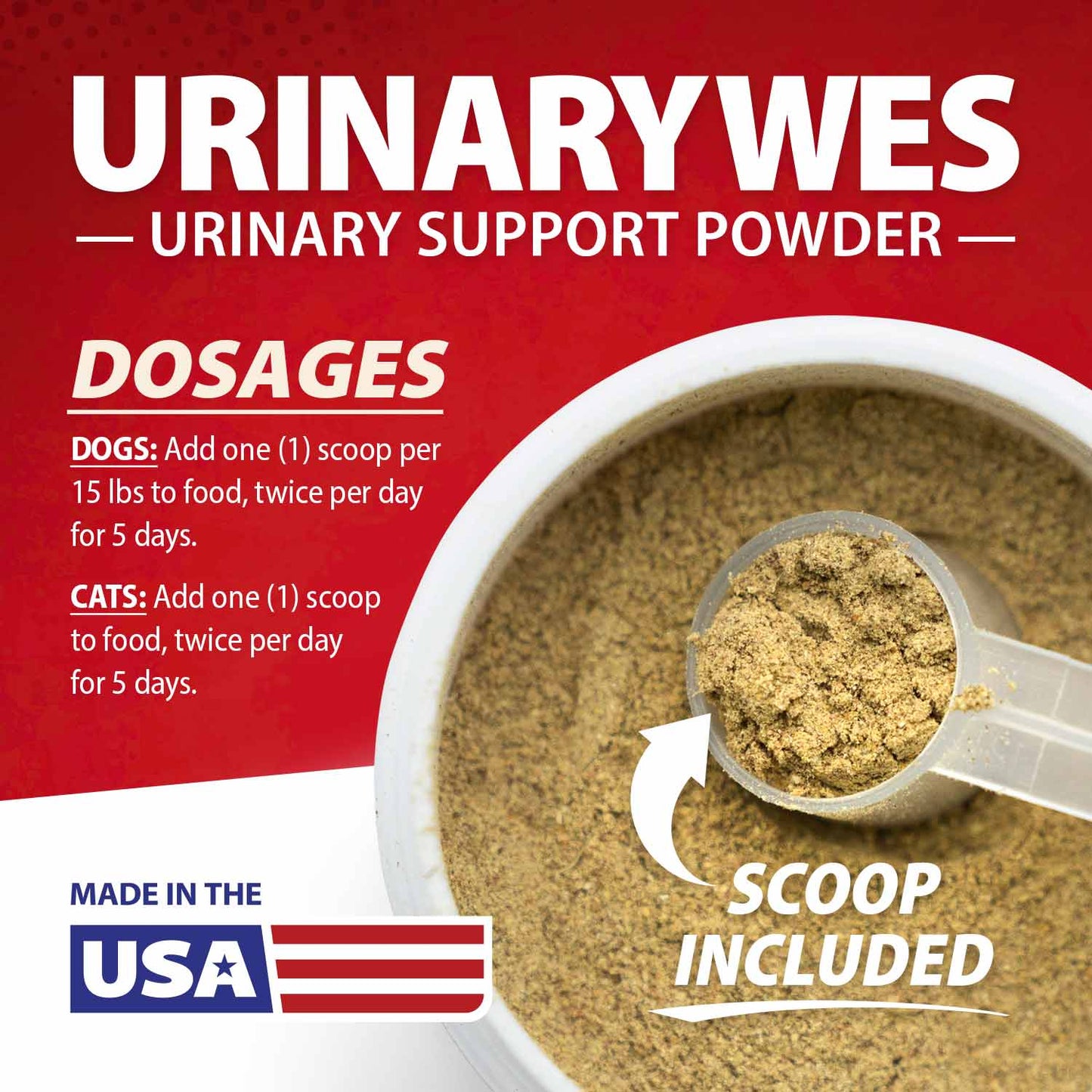 jeffers pet urinarywes urinary support powder for dogs & cats, d-mannose & cranberry supplement for urinary tract & bladder health, kidney support, uti prevention, chicken flavor food topper – 21 g
