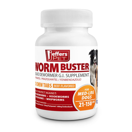 Worm Buster Dog Dewormer Tablets (21-150lb), 12-count