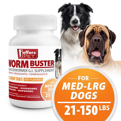 Worm Buster Dog Dewormer Tablets (21-150lb), 12-count