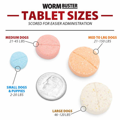 Worm Buster Dog Dewormer Tablets (21-150lb), 12-count
