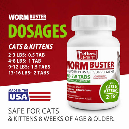 Worm Buster Cat Dewormer Tablets, 12-count