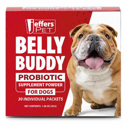 Jeffers Belly Buddy Dog Probiotic Powder Packets, 30 Count - Veterinary Formulated, Four Probiotic Strains & Vitamins for Gut Health, Diarrhea & Digestive Balance, Chicken Liver Flavor, USA Made