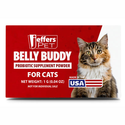 Jeffers Belly Buddy Cat Probiotic Powder Packets, 30 Count - Veterinary Formulated, Four Probiotic Strains & Vitamins for Gut Health, Diarrhea & Digestive Balance, Chicken Liver Flavor, USA Made