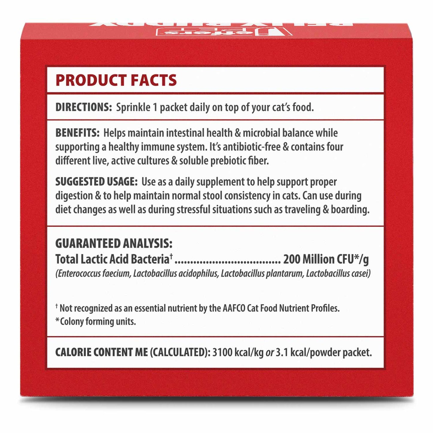 jeffers belly buddy cat probiotic powder packets, 30 count - veterinary formulated, four probiotic strains & vitamins for gut health, diarrhea & digestive balance, chicken liver flavor, usa made