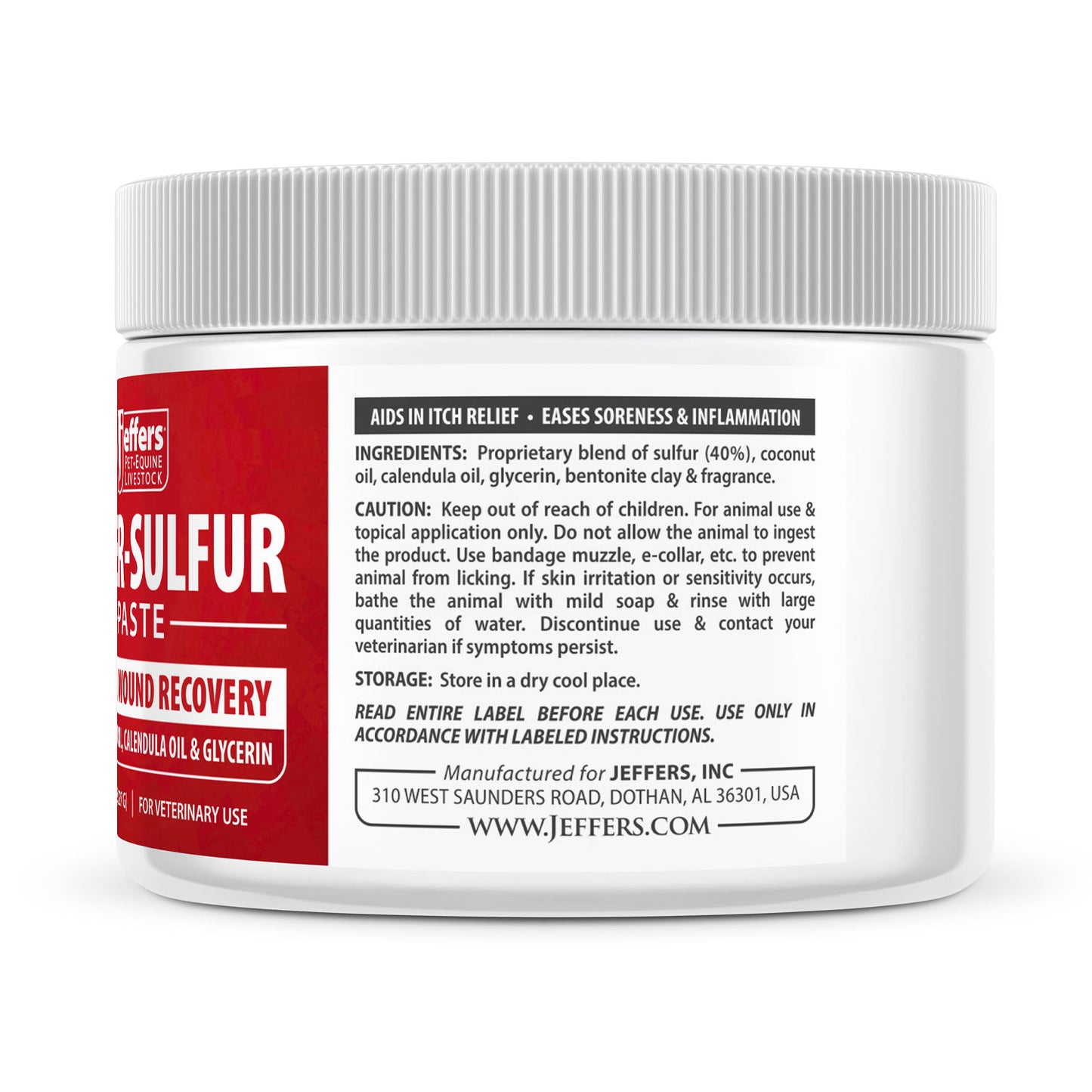 jeffers super sulfur natural healing paste for dogs, cats & horses 8 oz – wound care, skin & coat support for animals, soothes itching & inflammation, dry rough flaky skin, hot spots, paw, hoof care