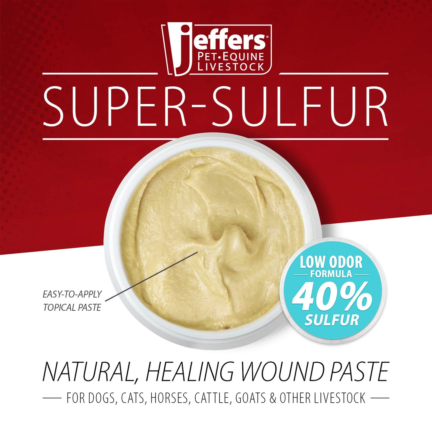 jeffers super sulfur natural healing paste for dogs, cats & horses 8 oz – wound care, skin & coat support for animals, soothes itching & inflammation, dry rough flaky skin, hot spots, paw, hoof care