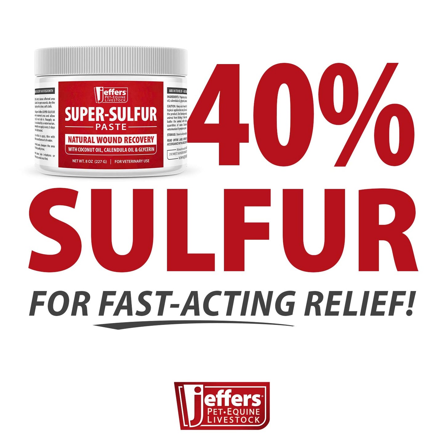 jeffers super sulfur natural healing paste for dogs, cats & horses 8 oz – wound care, skin & coat support for animals, soothes itching & inflammation, dry rough flaky skin, hot spots, paw, hoof care