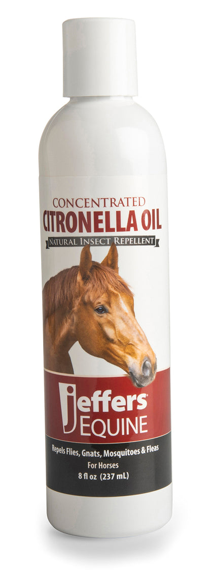 Jeffers Citronella Oil for Horses, 8 oz Concentrate, Makes Up to 120 oz Spray, 100% Pure Citronella Oil, Natural Grooming Additive, Fresh Scent Formula for Equine Coat Care
