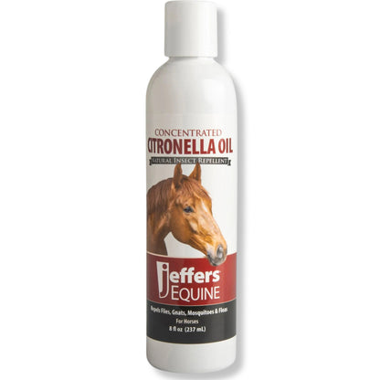 Jeffers Citronella Oil for Horses, 8 oz Concentrate, Makes Up to 120 oz Spray, 100% Pure Citronella Oil, Natural Grooming Additive, Fresh Scent Formula for Equine Coat Care