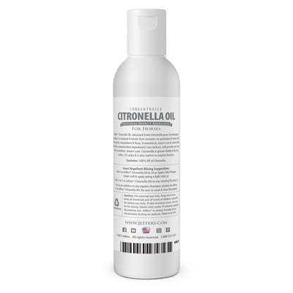 Jeffers Citronella Oil for Horses, 8 oz Concentrate, Makes Up to 120 oz Spray, 100% Pure Citronella Oil, Natural Grooming Additive, Fresh Scent Formula for Equine Coat Care