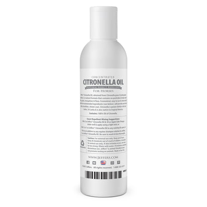 Jeffers Citronella Oil for Horses, 8 oz Concentrate, Makes Up to 120 oz Spray, 100% Pure Citronella Oil, Natural Grooming Additive, Fresh Scent Formula for Equine Coat Care