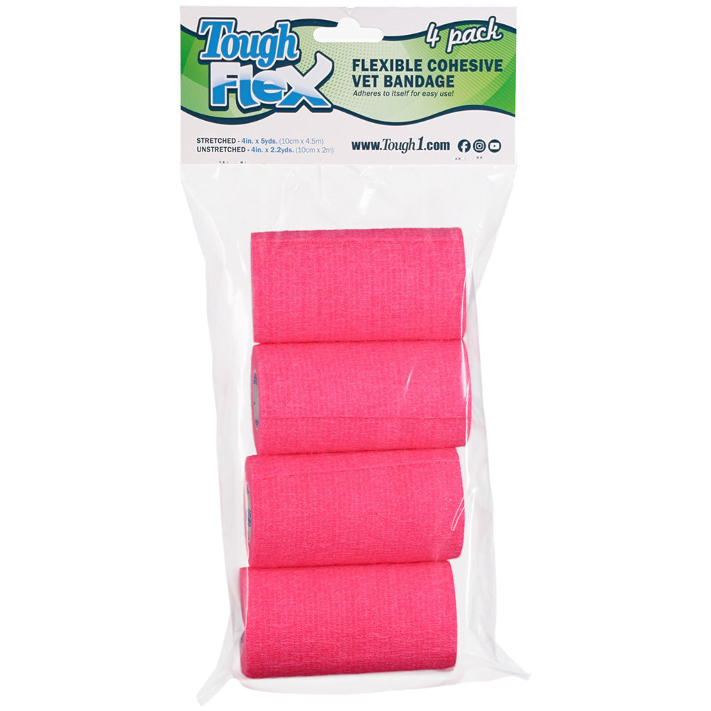 4-pack tough flex bandages, pink