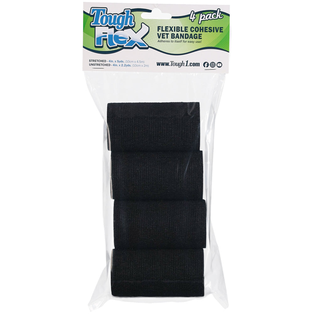 4-pack tough flex bandages, black
