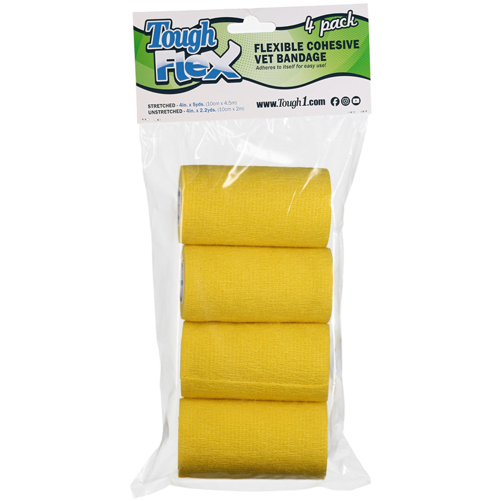4-pack tough flex bandages, yellow