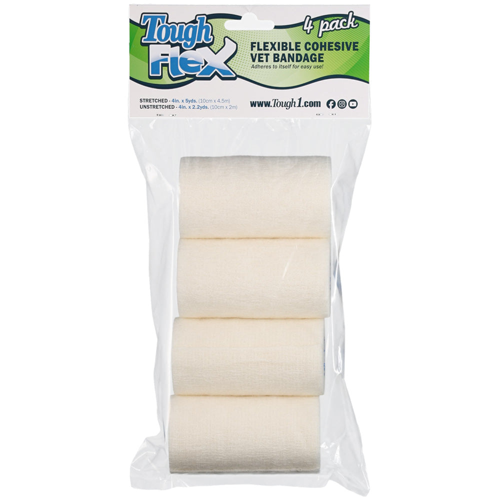 4-pack tough flex bandages, white