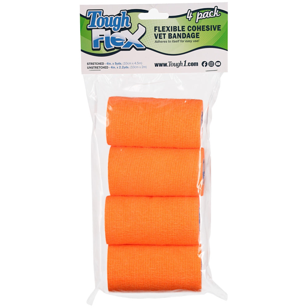 4-pack tough flex bandages, orange