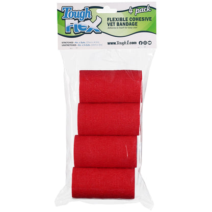 4-Pack Tough Flex Bandages, Red