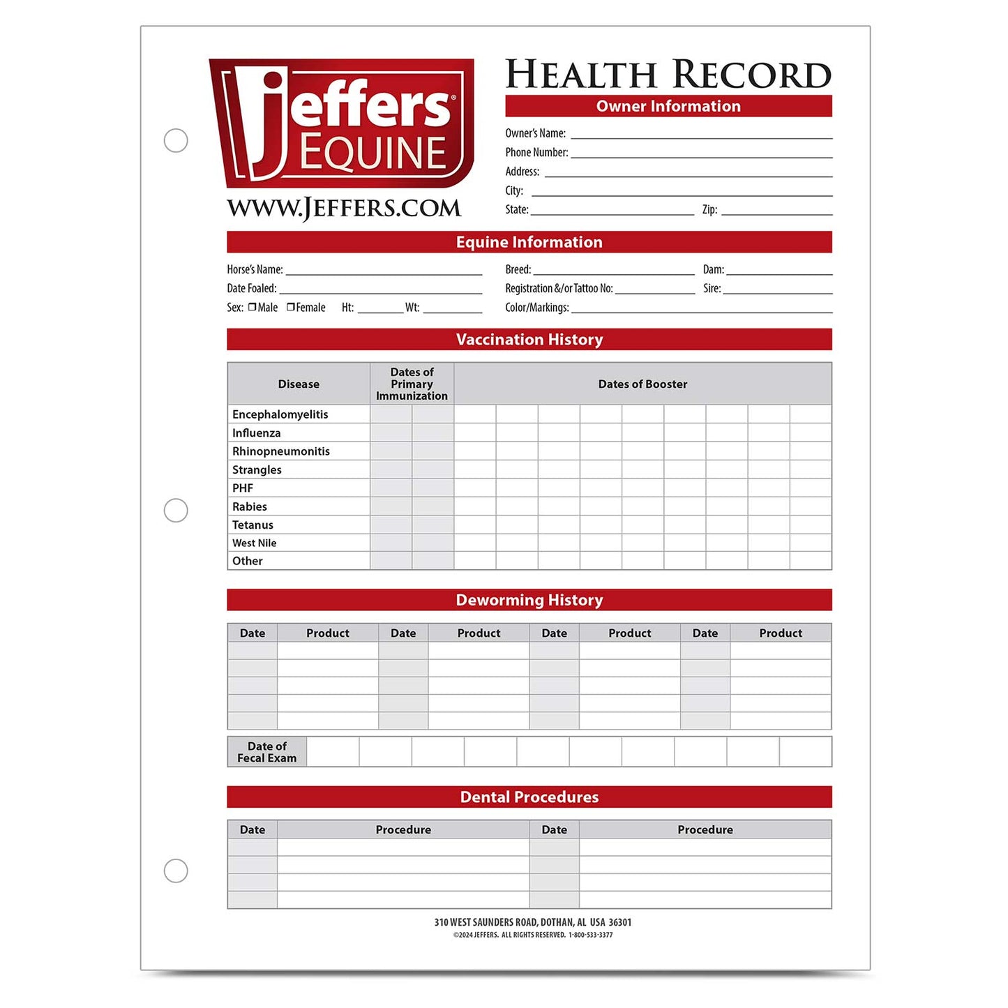 equine health record, single