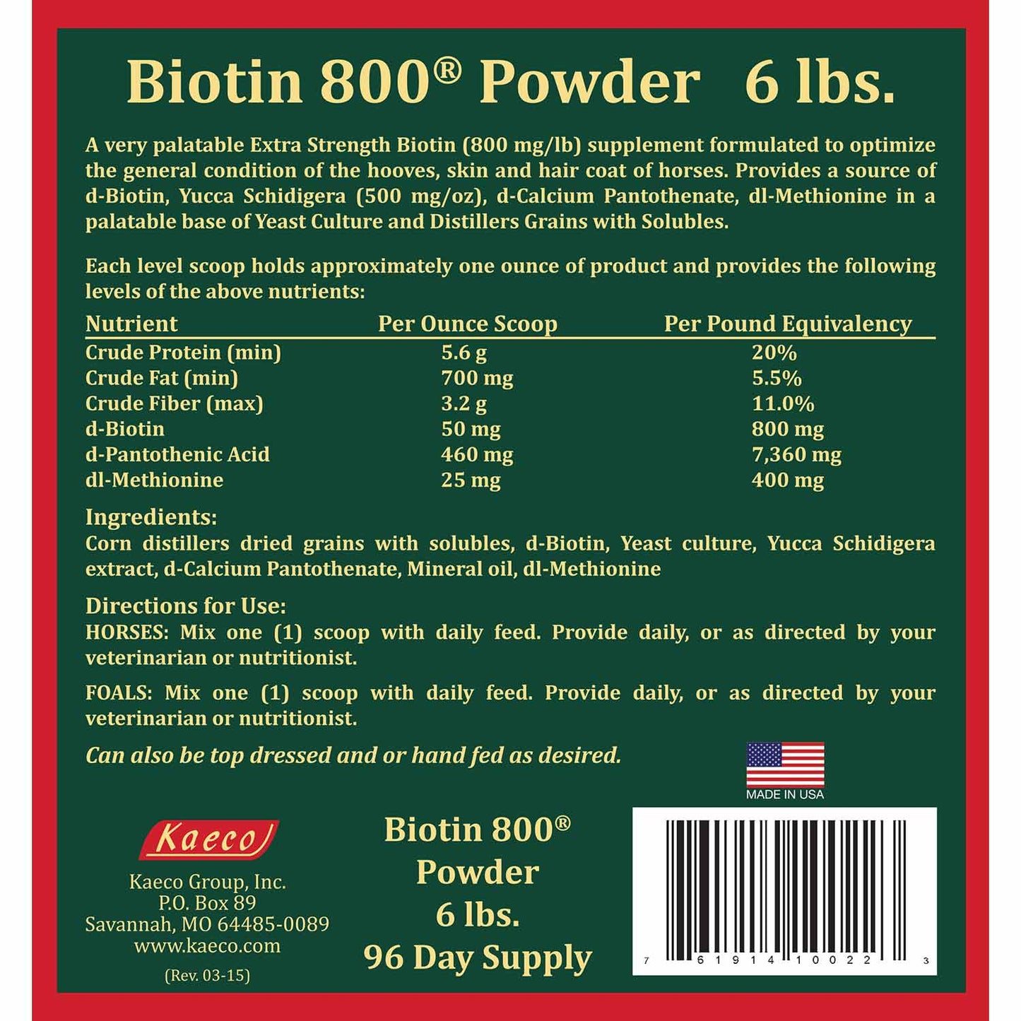 biotin 800 powder 6 lb