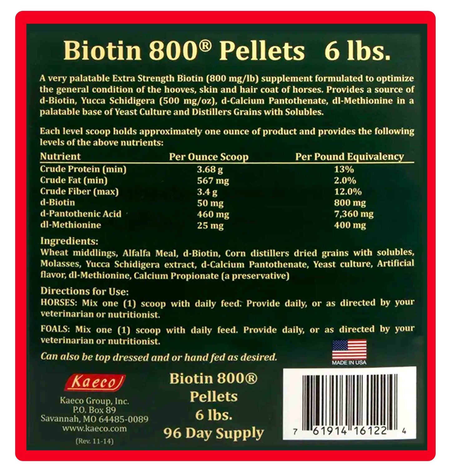 biotin 800 pellets, 6 lb