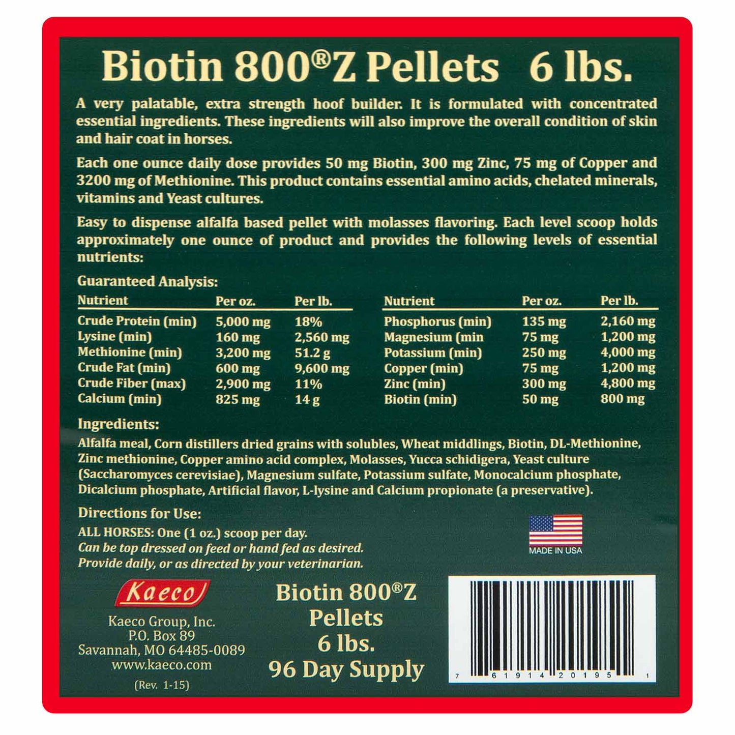 biotin 800 z pellets  6 lb