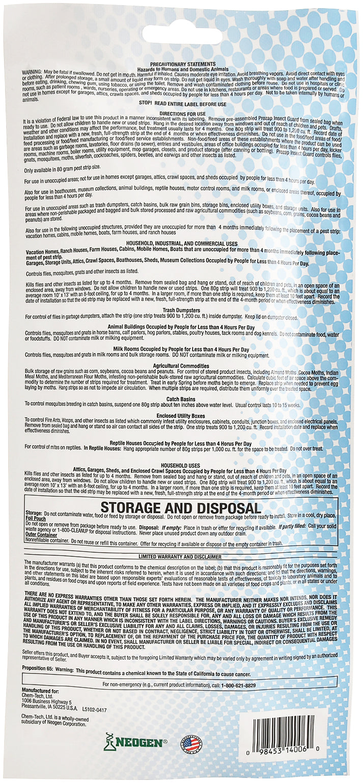 prozap insect guard pest strip 2.8oz