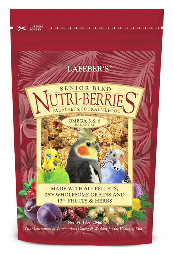 lafeber senior bird nutri-berries for parakeet & cockatiel, 10 oz bag