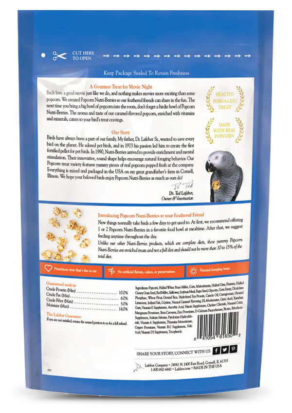 lafeber parrot popcorn nutri-berries, 4 oz bag