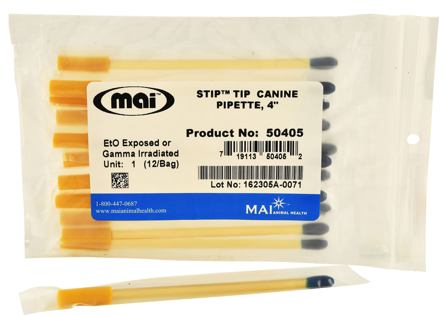 4" canine stip tip pipette, 12 pack