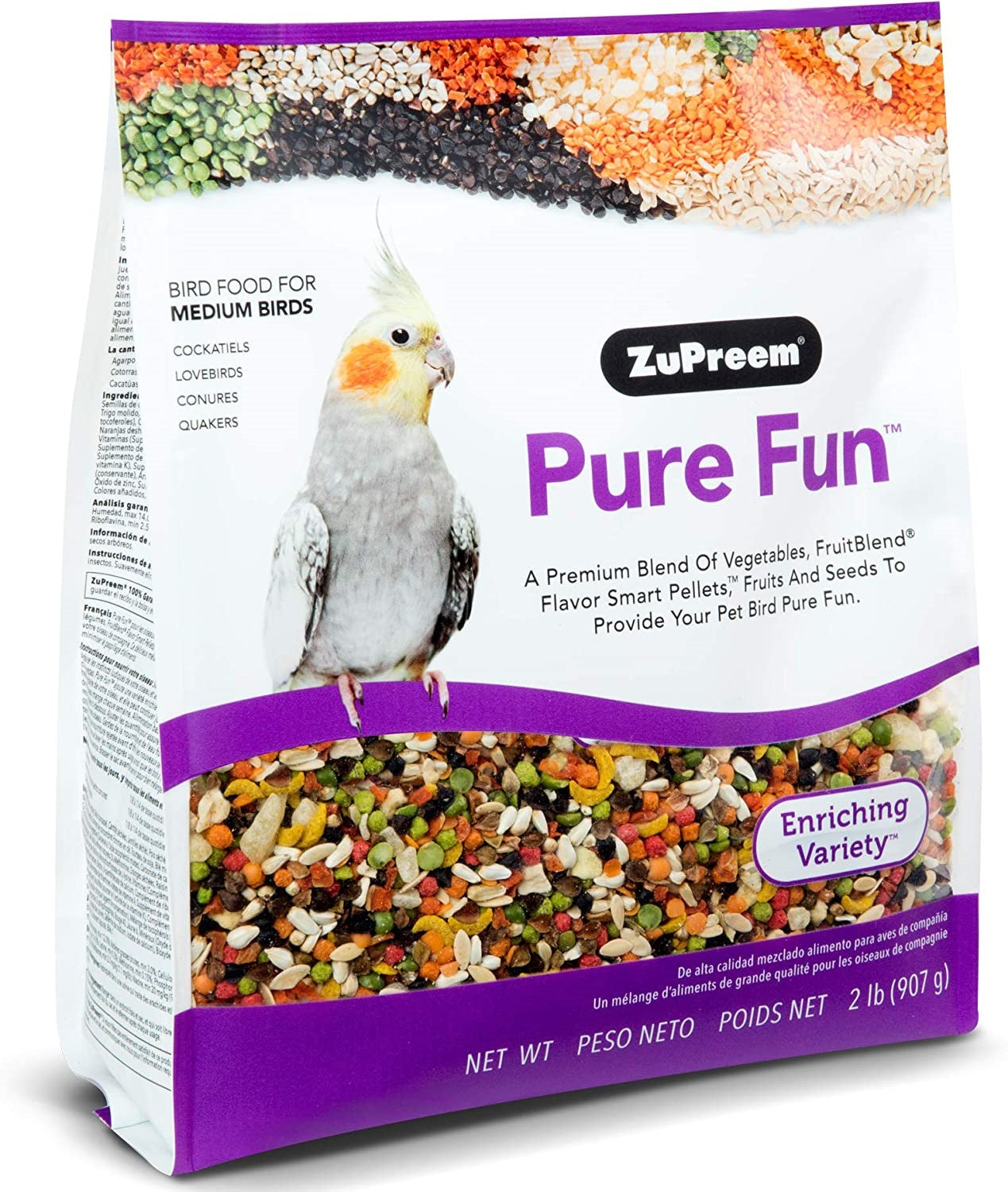 pure fun bird food for medium birds 2lb.
