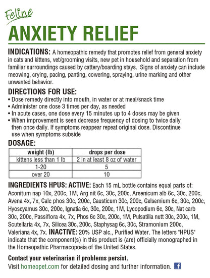 HomeoPet Anxiety Relief Feline 15 ml