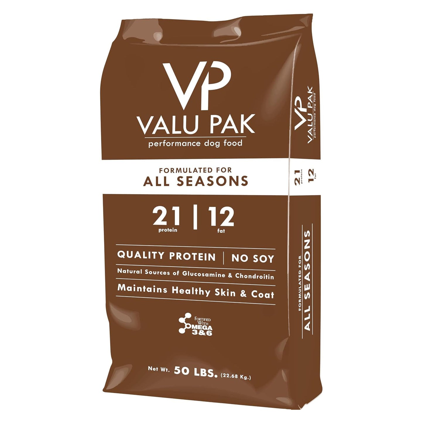 50 lb valupak 21/12 dog food (brown bag)
