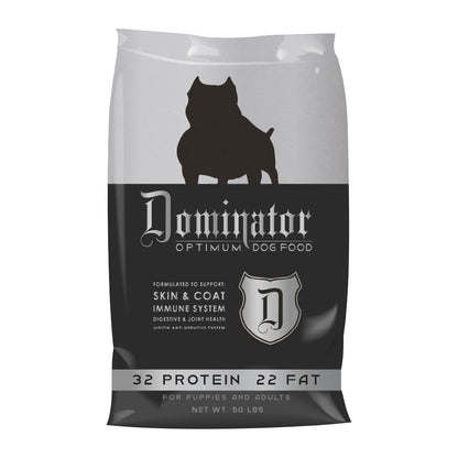 Dominator 50LB, 32/22 Optimum Dog Food Skin and Coat Puppies and Adults
