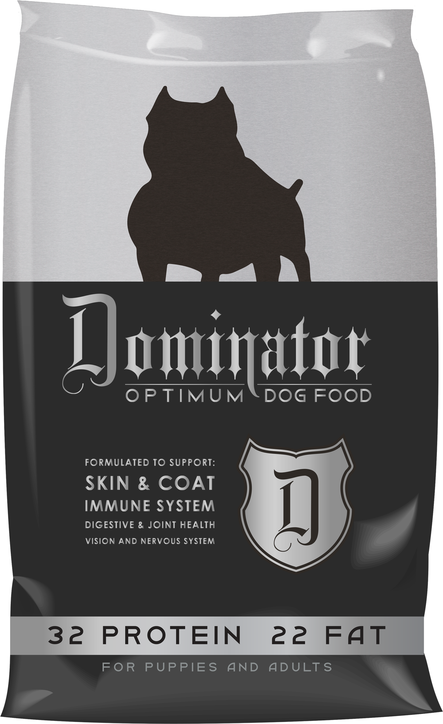 dominator 20lb, 32/22 optimum dog food skin and coat puppies and adults