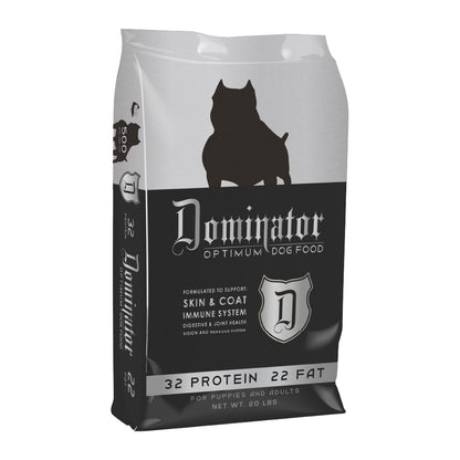 Dominator 20LB, 32/22 Optimum Dog Food Skin and Coat Puppies and Adults