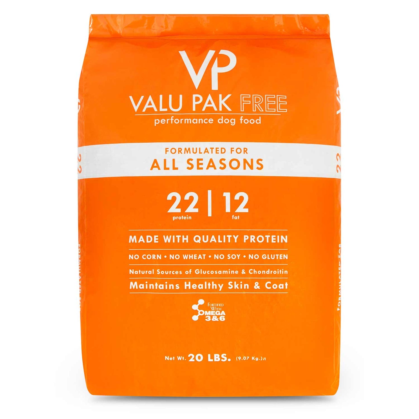 20 lb valupak 22/12 dog food (orange bag)