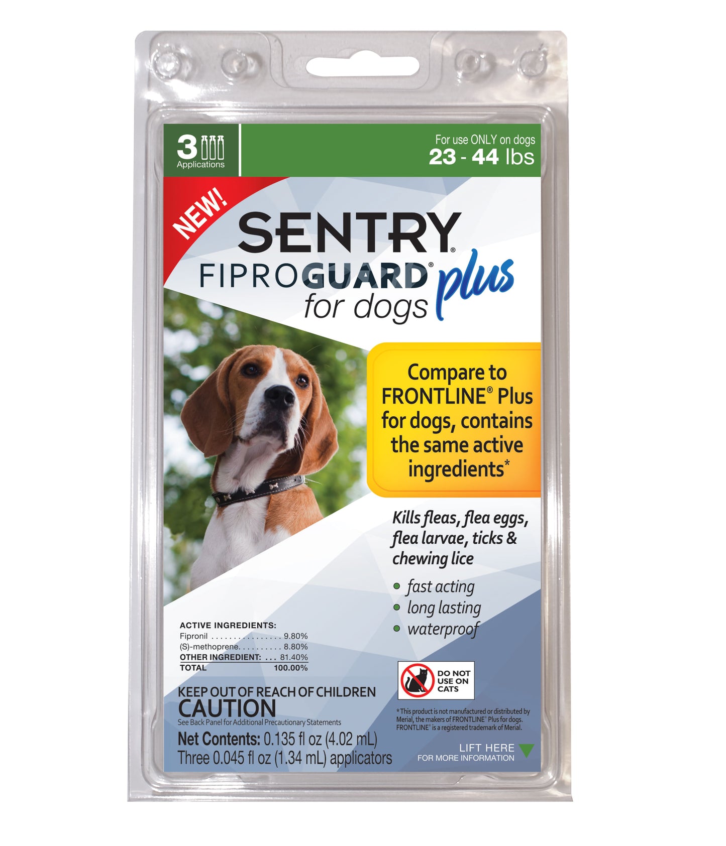 sentry fiproguard plus dog flea & tick spot-on - 23-44 lb. - 3 count