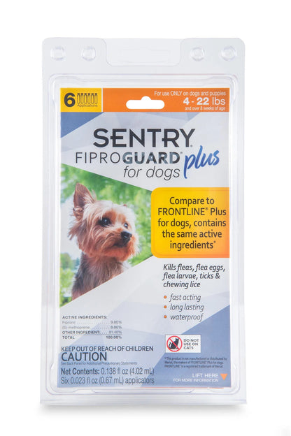 Sentry FiproGuard Plus Dog Flea & Tick Spot-On- 4-22 lb- 6 count