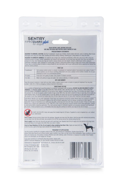 Sentry FiproGuard Plus Dog Flea & Tick Spot-On- 4-22 lb- 6 count