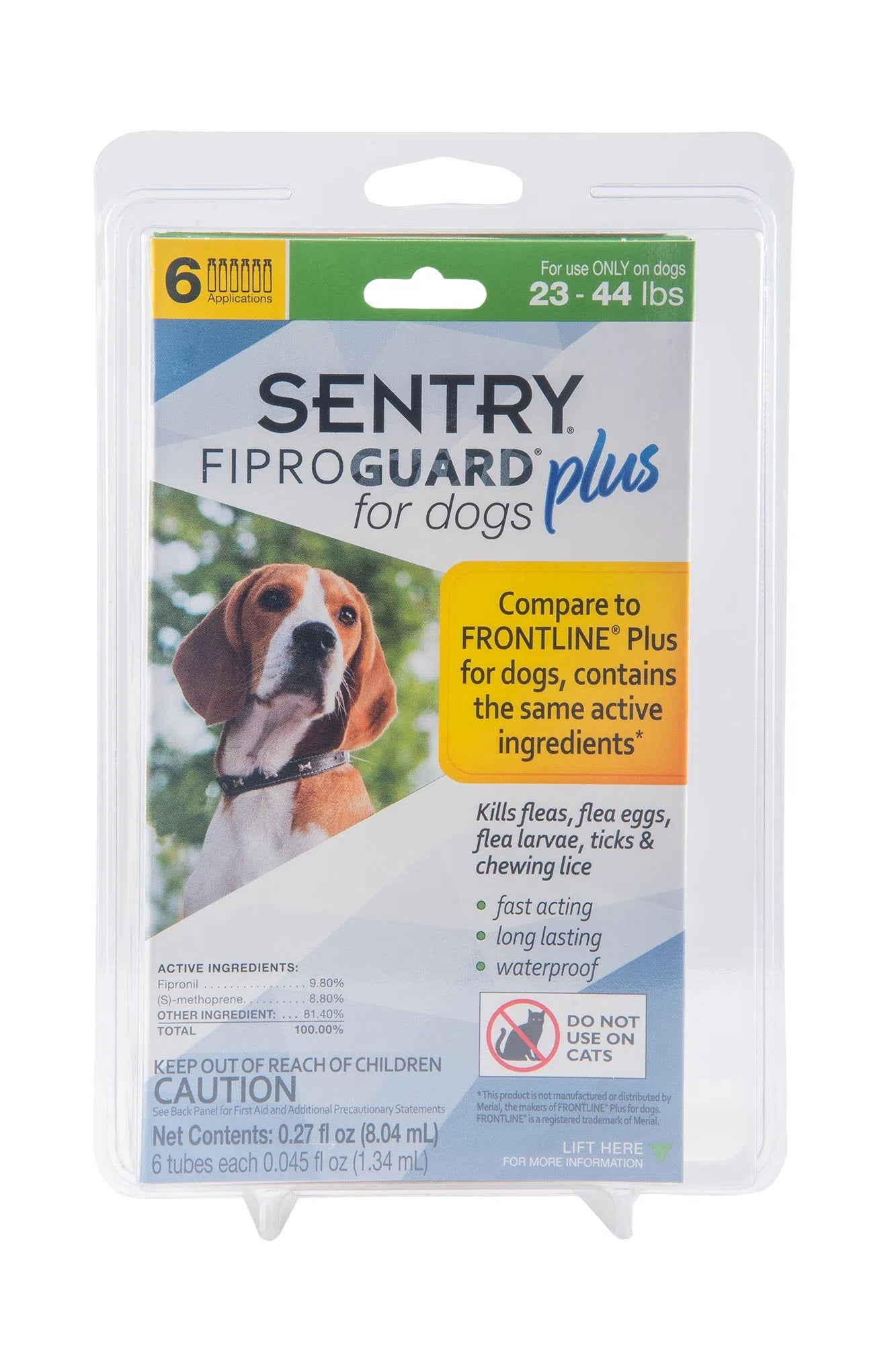sentry fiproguard plus dog flea & tick spot-on - 23-44 lb. - 6 count