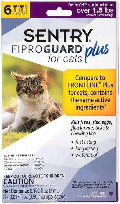 Sentry Fiproguard Plus Flea & Tick Spot-On Cat - 6 pack