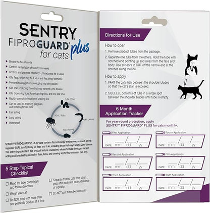 Sentry Fiproguard Plus Flea & Tick Spot-On Cat - 6 pack