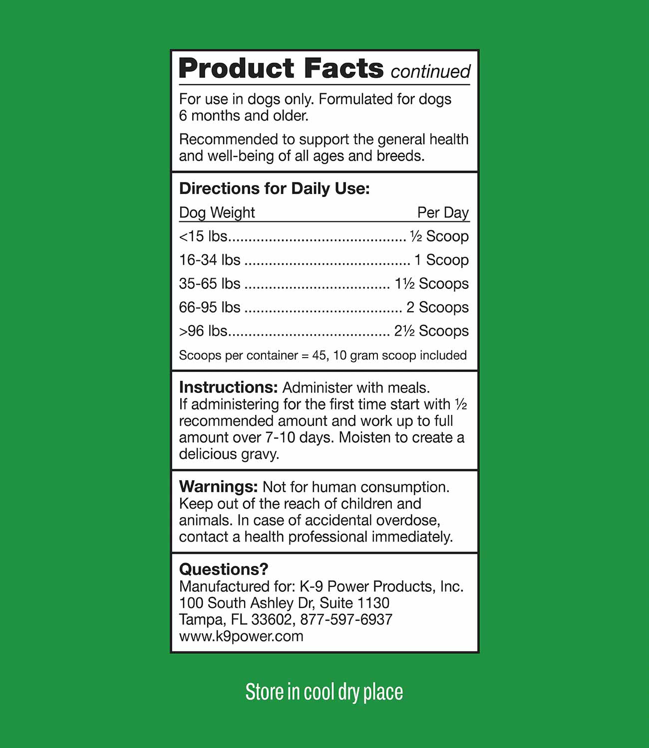 k9 power total k9, 1 lb