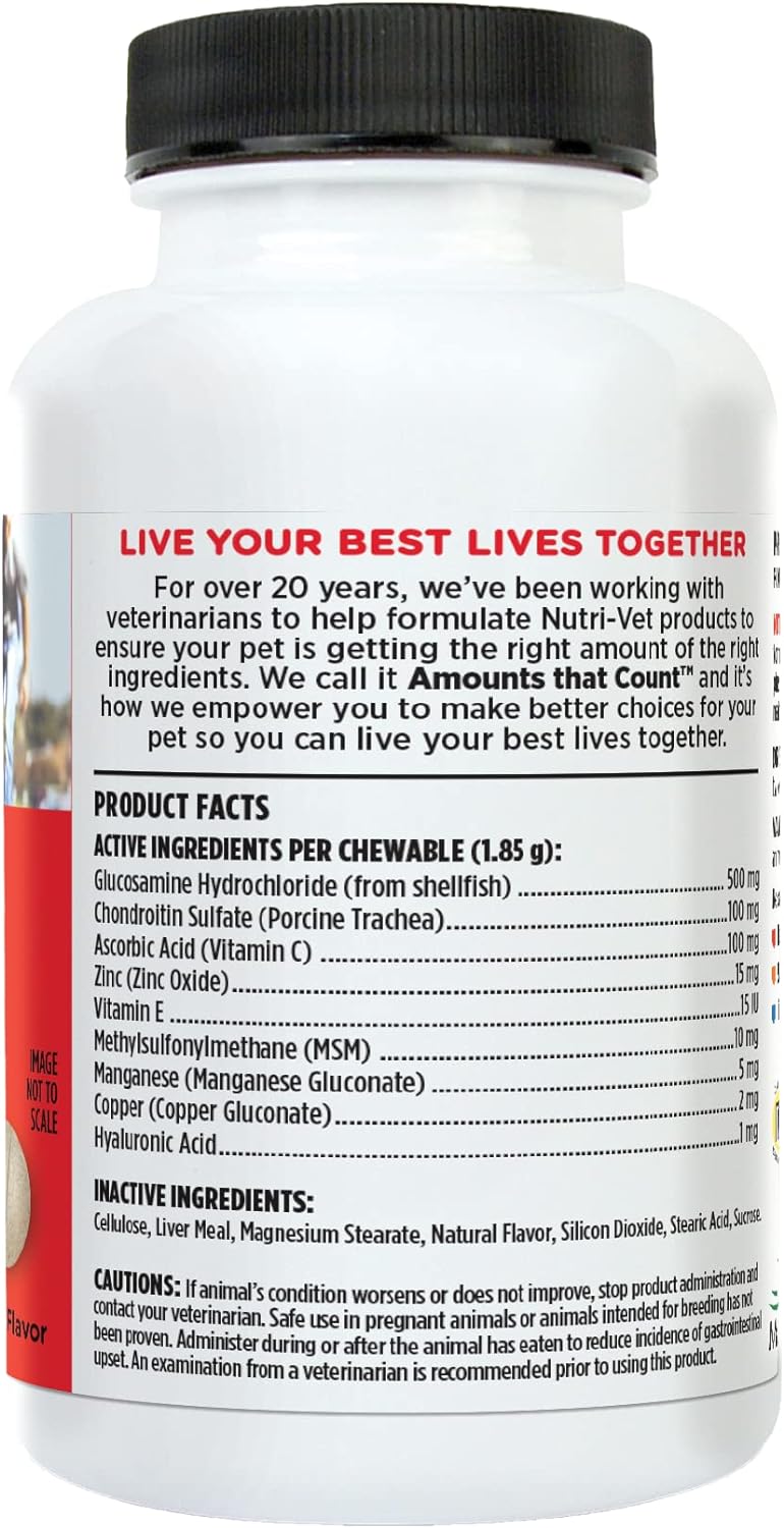nutri-vet hip & joint regular strength chewables for dogs, liver, 75 count