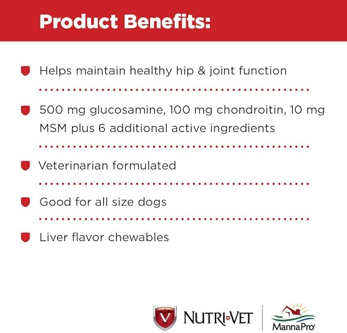 nutri-vet hip & joint regular strength chewables for dogs, liver, 180 count
