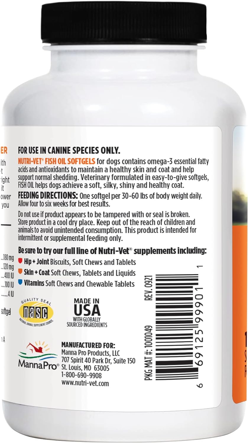 nutri-vet fish oil soft gels, 100 count